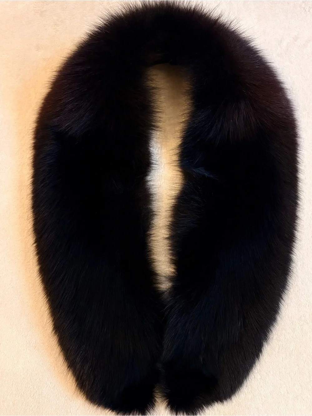 Black Luxurious Fox Fur Wrap Collar — 48 inches long